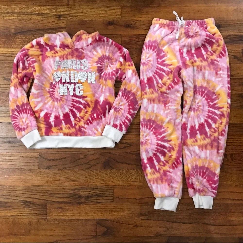 Hoodie Jogging Suit Outfit NWOT Loungewear Athletic Activewear Pajamas Tie Dye